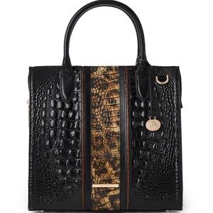 Brahmin Caroline Kairos Embossed Leather Satchel Untamed